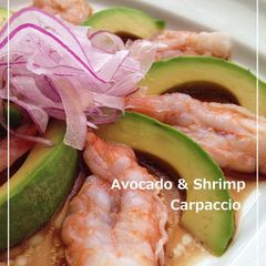 A picture of Shrimp and Avocado Carpaccio.