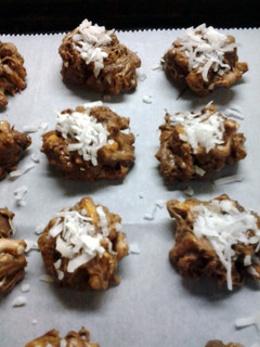 A picture of Sweet and Salty Chocolate Pretzel Bites with Coconut.