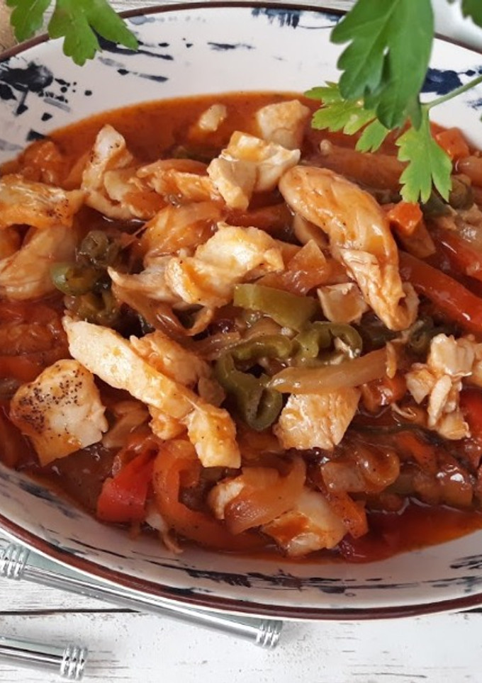 Una foto de Bacalao salteado