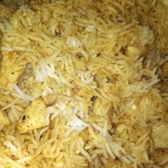 A picture of Mandys fajita chicken and rice.