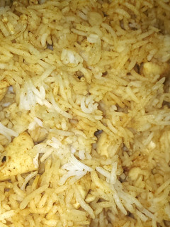 A picture of Mandys fajita chicken and rice.