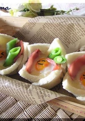 A picture of Soft-Set Fried Eggs in Bread Cups.