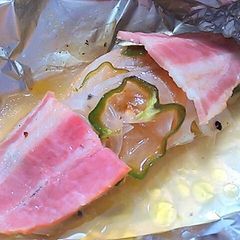 A picture of Baked Cod Fillet with Salted Lemon in Kitchen Foil.