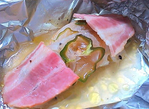 A picture of Baked Cod Fillet with Salted Lemon in Kitchen Foil.