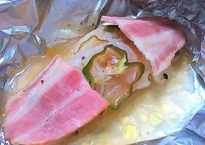 Baked Cod Fillet with Salted Lemon in Kitchen Foil