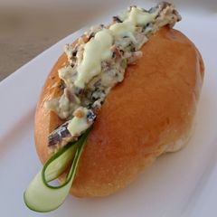 A picture of Sardine In Wasabi Mayonnaise Bun.