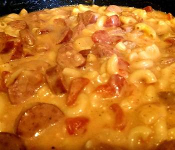 Unique Recipe One Pot Cheesy Smoked Sausage  Pasta Skillet Savory Delicious