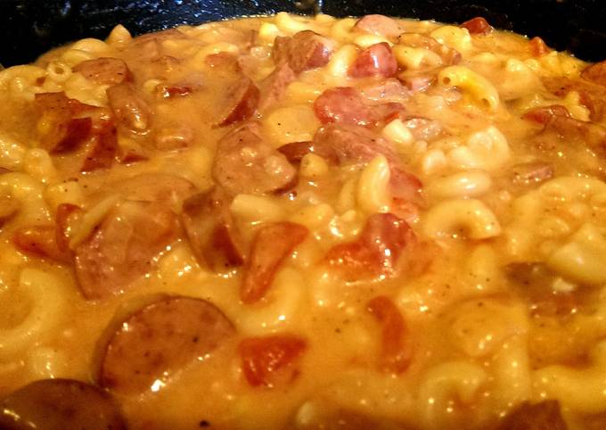 Easiest Way to Prepare Perfect One Pot Cheesy Smoked Sausage &amp; Pasta Skillet