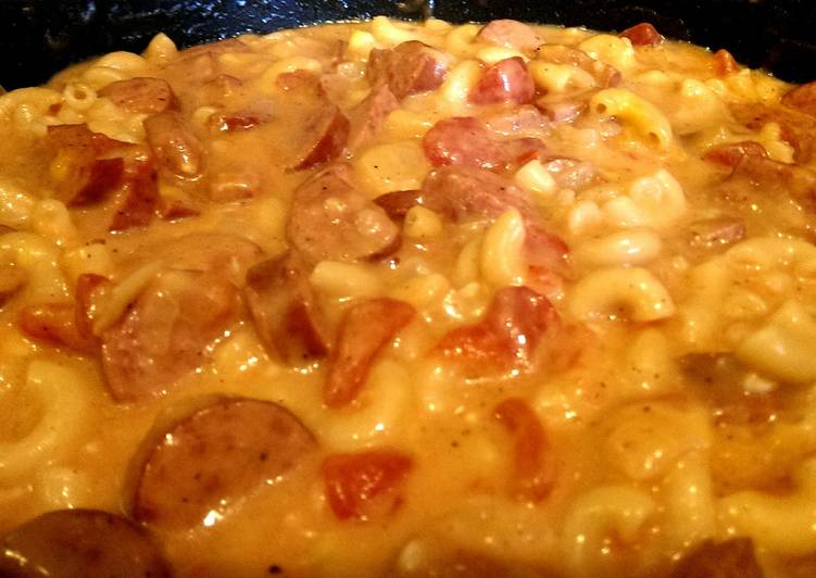 Recipe of Perfect One Pot Cheesy Smoked Sausage &amp; Pasta Skillet
