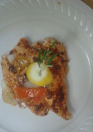 A picture of Carolina South of the border chicken breast.