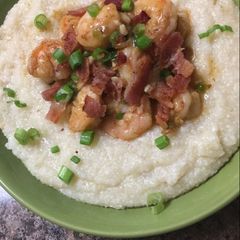 A picture of Hennessy Shrimp and Grits.