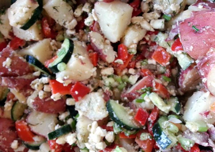 Steps to Make Tasty Dilled Potato Salad with Feta Cheese