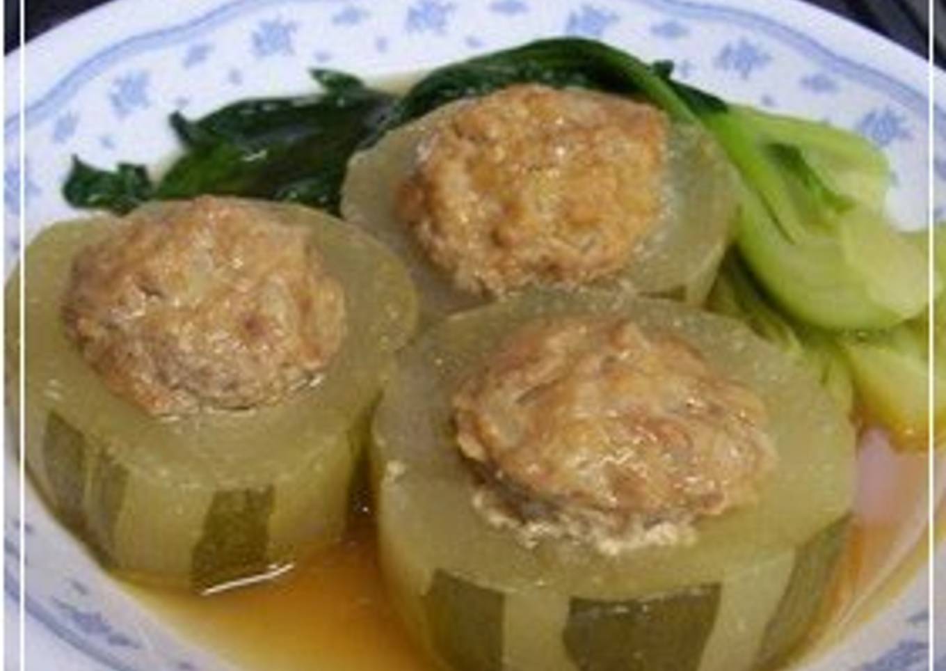 Simmered Green or White Winter Melons, Cabbage Roll-style