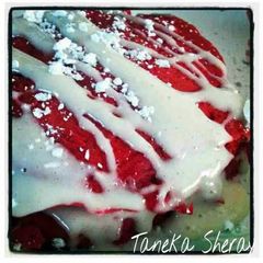 A picture of Red Velvet Pancakes (Recipe courtesy of Divas Can Cook).