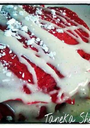 A picture of Red Velvet Pancakes (Recipe courtesy of Divas Can Cook).