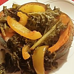 A picture of TXS's Style Kabocha and Kale Baked.