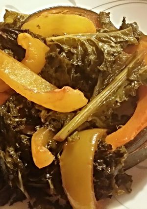 A picture of TXS's Style Kabocha and Kale Baked.