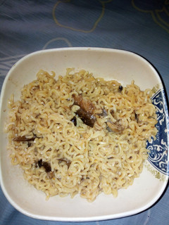 A picture of Indomie cooked with dry fish.