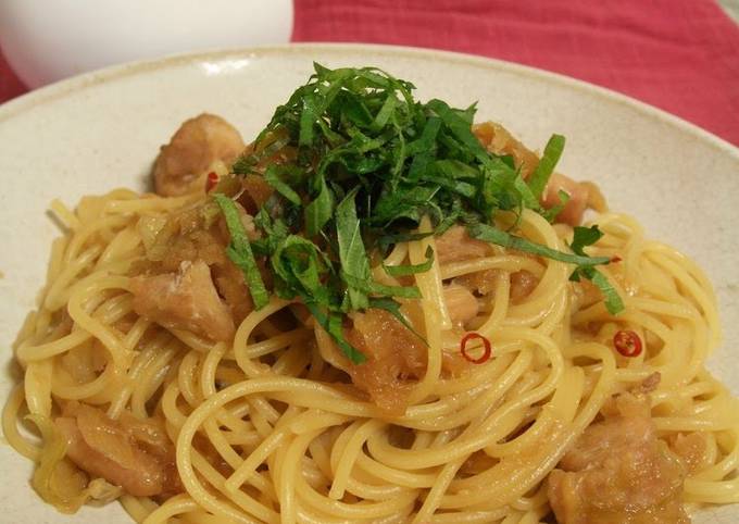 Steps to Make Mario Batali Spicy Chicken Spaghetti with Grated Daikon (Japanese Style)