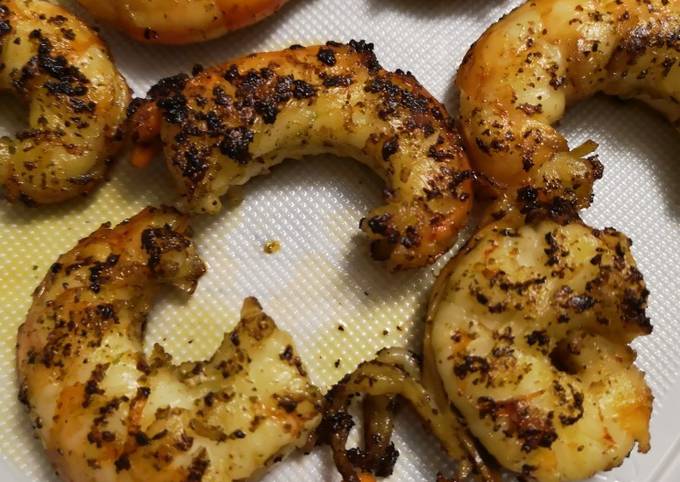 Gambas sautées au beurre d escargots