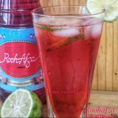 A picture of Roohafza with lemon.