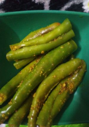 A picture of Green Chilli Pickle Without oil.