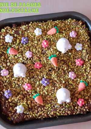 A picture of Easter Almond-Pistachio Brownie.