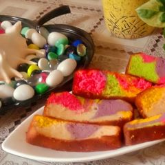 Rainbow marble cake A picture of Rainbow marble cake.