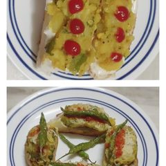 A picture of Vada Pav Bruschetta 2 ways.
