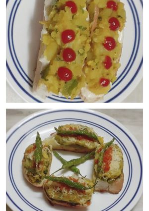 A picture of Vada Pav Bruschetta 2 ways.