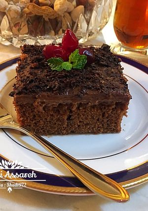عکسی از دستور كيک شكلاتی فوری با كرم شكلاتی