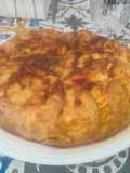 Tortilla de patatas con cebolla caramelizada y sobrasada