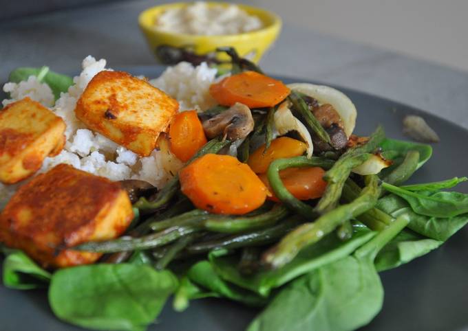 Tofu Veggie Bowl with Cashew Sauce