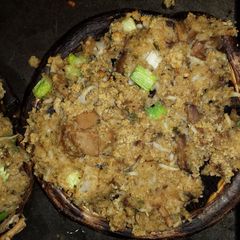 A picture of Bread Crumb Stuffed Portobello Mushrooms.