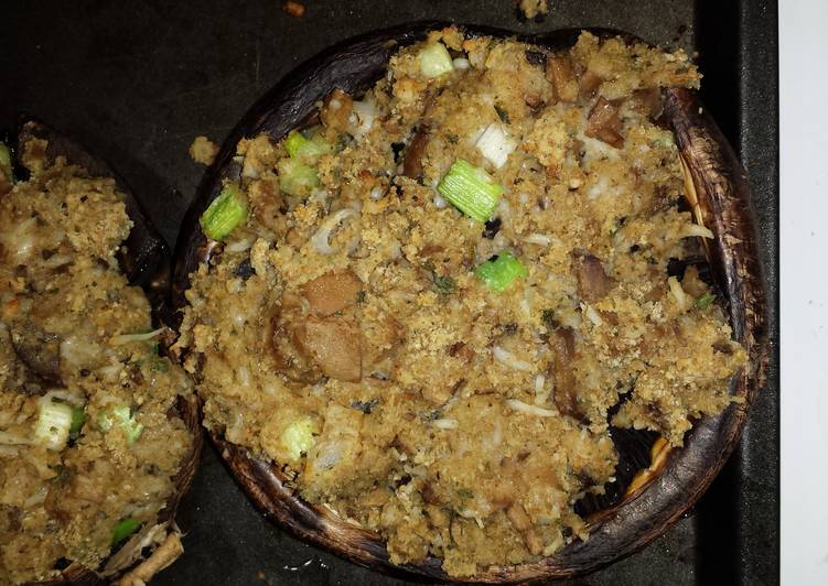 Simple Way to Make Favorite Bread Crumb Stuffed Portobello Mushrooms