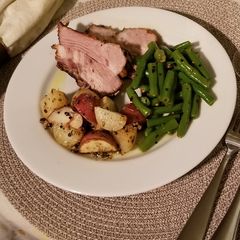 A picture of Slow Cooker Pork with Peach BBQ Sauce.