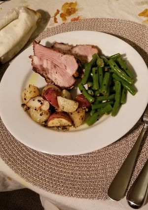 A picture of Slow Cooker Pork with Peach BBQ Sauce.