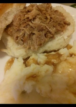 A picture of Honey Brown Sugar Pulled Pork (crockpot).
