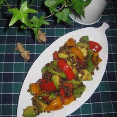 A picture of Avocado and Minced Meat Stir-fry with Wasabi Soy Sauce.