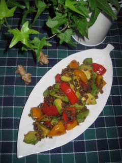 A picture of Avocado and Minced Meat Stir-fry with Wasabi Soy Sauce.