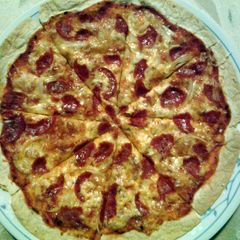 A picture of Tortilla pizzas! Quick, cheap, easy, and versatile!.