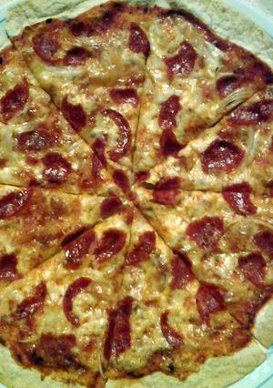 A picture of Tortilla pizzas! Quick, cheap, easy, and versatile!.