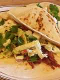 Spicy Corned Beef Tacos with an Avocado Dressing Coleslaw