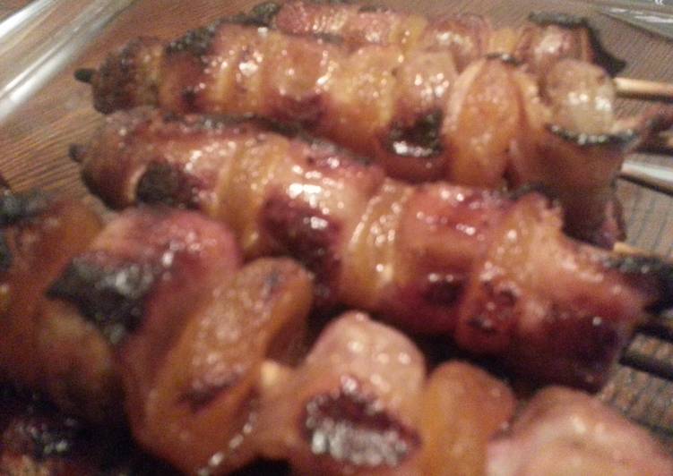 Steps to Prepare Perfect Bacon Sausage Apricot Kabobs