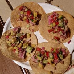 Seared Ahi Tacos with Mango-Avo Salsa A picture of Seared Ahi Tacos with Mango-Avo Salsa.