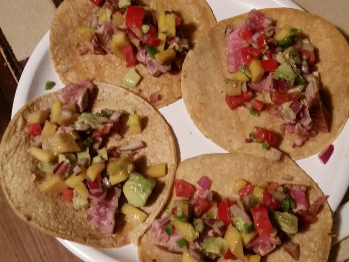 Easy Steps to Make Recipe Seared Ahi Tacos with Mango-Avo Salsa that is Really Delicious, Can Spoil the Tongue}
