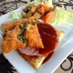 A picture of Ham Steaks With Honey Glaze Sauce.