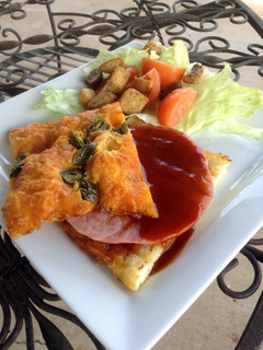 A picture of Ham Steaks With Honey Glaze Sauce.