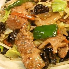 A picture of Chinese Restaurant Style Stir-Fried Meat and Vegetables.