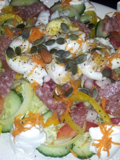 A picture of Kerry's Summer egg & salami green salad.